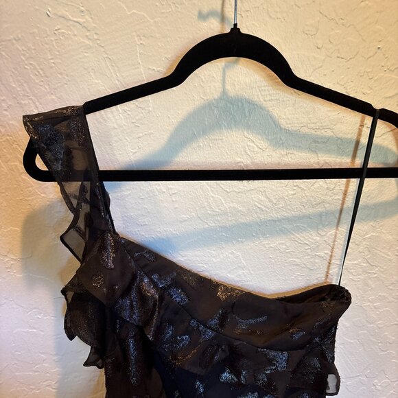 Astr Andrea One Shoulder Maxi Dress Black Shimmer Size S - Picture 4 of 6
